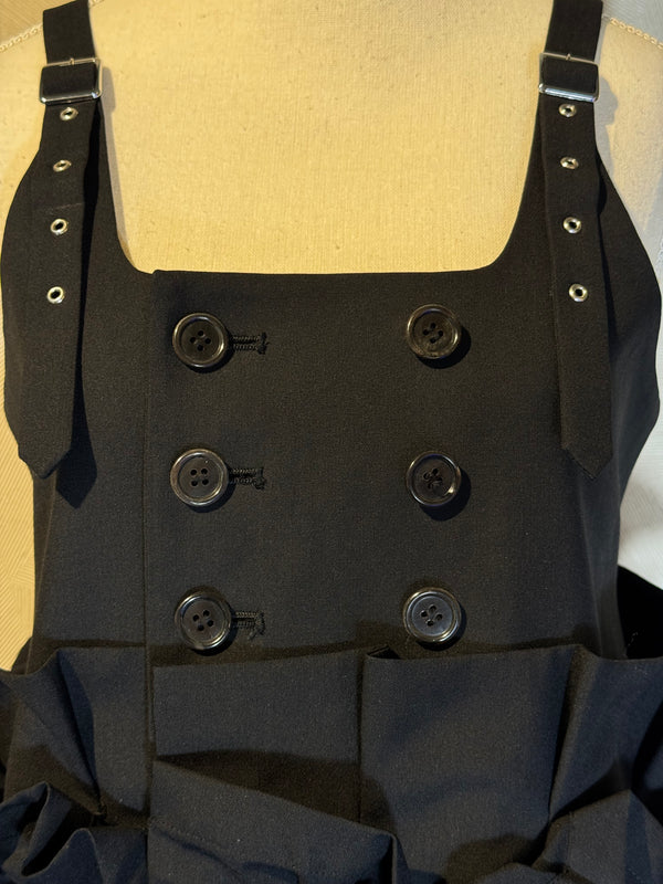 Noir Kei ninomiya suspender skirt Black Layered Maxi Dress empire waist ruffle detailing bows buttons designer