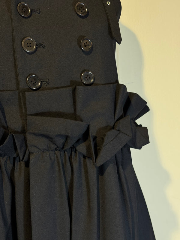 Noir Kei ninomiya suspender skirt Black Layered Maxi Dress empire waist ruffle detailing bows buttons designer