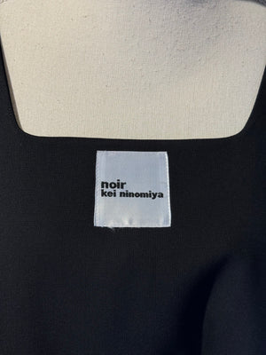 Noir Kei ninomiya suspender skirt Black Layered Maxi Dress empire waist ruffle detailing bows buttons designer