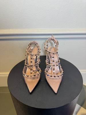 Valentino Garavani Rockstud pumps clear PVC design and signature platinum-finish studs EU38 with dustbag and box