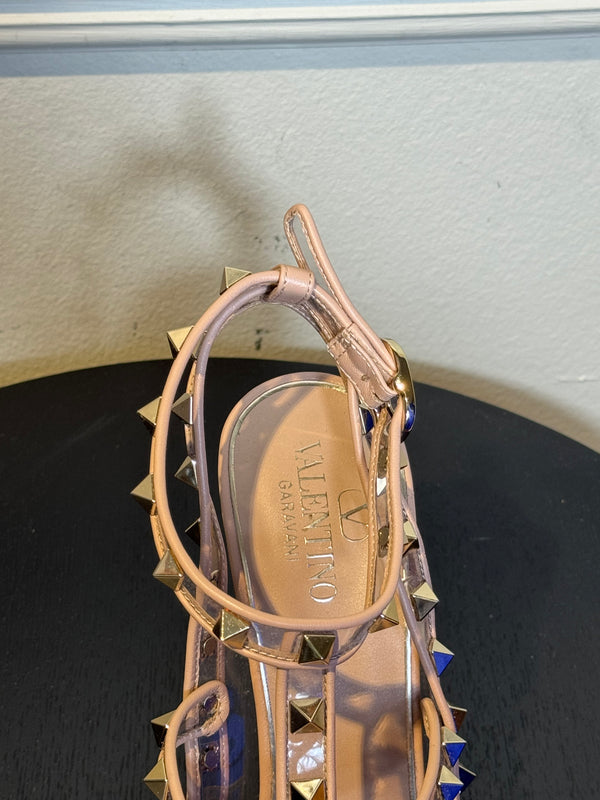 Valentino Garavani Rockstud pumps clear PVC design and signature platinum-finish studs EU38 with dustbag and box