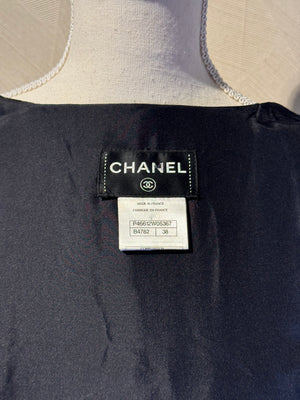 Chanel 2013 Coco Mark Knit Dress cashmere black grey CC details FR 38 M Long Sleeve Fit Flare Classic design chic pocket zipper
