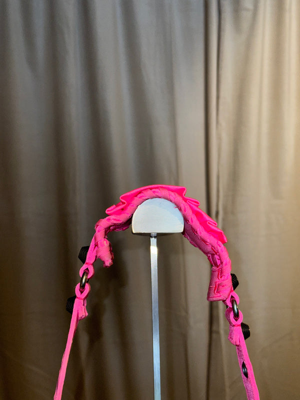 Rare Balenciaga Neo Cagole Mini Shoulder Bag Neon Pink Ruffle Edition Silver Hardware with Mini Zip Pouch
