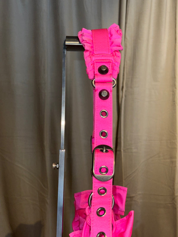 Rare Balenciaga Neo Cagole Mini Shoulder Bag Neon Pink Ruffle Edition Silver Hardware with Mini Zip Pouch