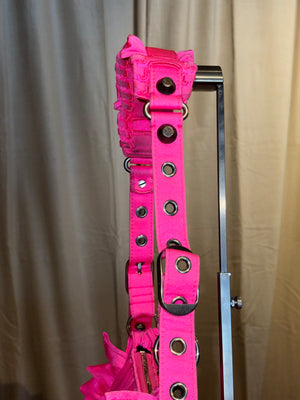 Rare Balenciaga Neo Cagole Mini Shoulder Bag Neon Pink Ruffle Edition Silver Hardware with Mini Zip Pouch