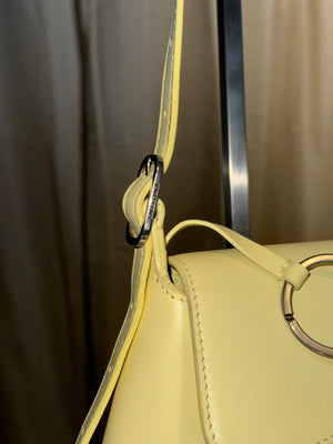 Balenciaga Flap Bag Shoulder Bag Pastel Yellow Light Yellow Leather Silver Hardware Ring Detail Vintage Classic Style Chic