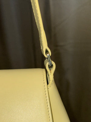 Balenciaga Flap Bag Shoulder Bag Pastel Yellow Light Yellow Leather Silver Hardware Ring Detail Vintage Classic Style Chic