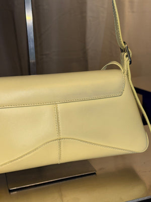 Balenciaga Flap Bag Shoulder Bag Pastel Yellow Light Yellow Leather Silver Hardware Ring Detail Vintage Classic Style Chic