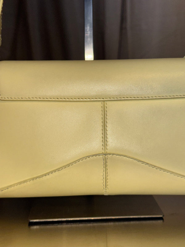 Balenciaga Flap Bag Shoulder Bag Pastel Yellow Light Yellow Leather Silver Hardware Ring Detail Vintage Classic Style Chic