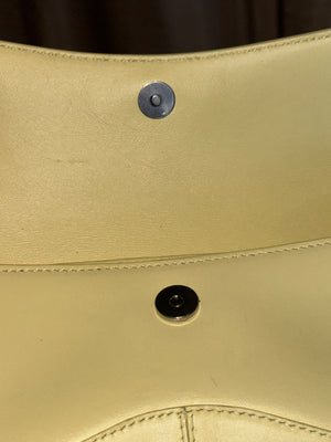 Balenciaga Flap Bag Shoulder Bag Pastel Yellow Light Yellow Leather Silver Hardware Ring Detail Vintage Classic Style Chic