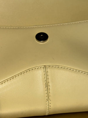 Balenciaga Flap Bag Shoulder Bag Pastel Yellow Light Yellow Leather Silver Hardware Ring Detail Vintage Classic Style Chic
