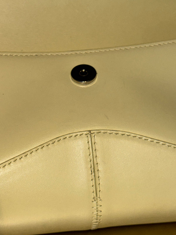 Balenciaga Flap Bag Shoulder Bag Pastel Yellow Light Yellow Leather Silver Hardware Ring Detail Vintage Classic Style Chic