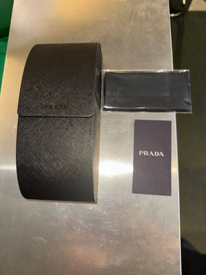 Prada Symbole Narrow Rectangular Sunglasses White Frame Dark Tint Lenses Y2K Vintage