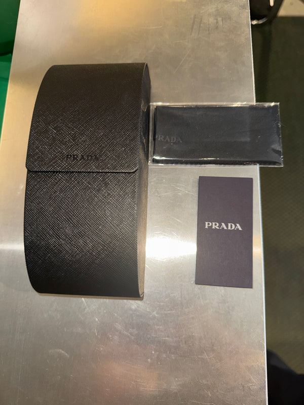 Prada Symbole Narrow Rectangular Sunglasses White Frame Dark Tint Lenses Y2K Vintage