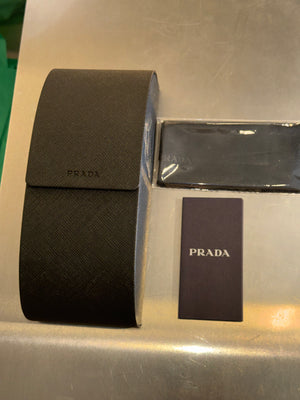 Prada Symbole Narrow Rectangular Sunglasses White Frame Dark Tint Lenses Y2K Vintage