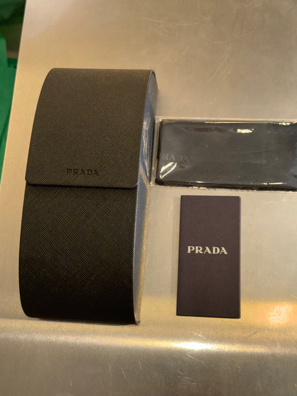 Prada Symbole Narrow Rectangular Sunglasses White Frame Dark Tint Lenses Y2K Vintage