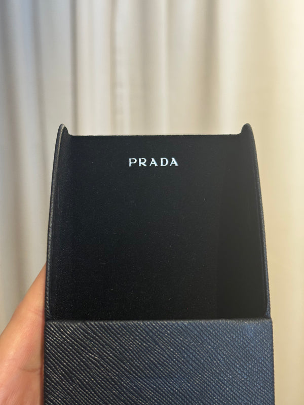 Prada Symbole Narrow Rectangular Sunglasses White Frame Dark Tint Lenses Y2K Vintage