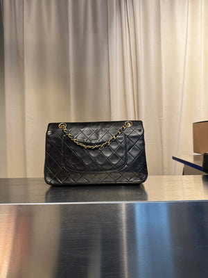Chanel Medium Double Flap Vintage Black Quilted Lambskin Classic Shoulder Bag Gold Hardware