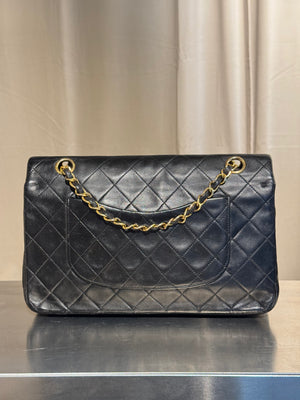 Chanel Medium Double Flap Vintage Black Quilted Lambskin Classic Shoulder Bag Gold Hardware