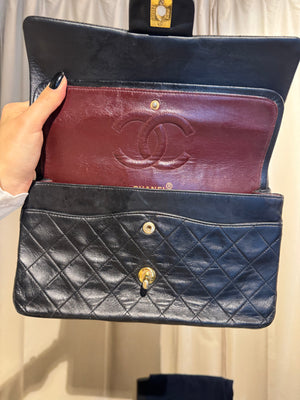 Chanel Medium Double Flap Vintage Black Quilted Lambskin Classic Shoulder Bag Gold Hardware