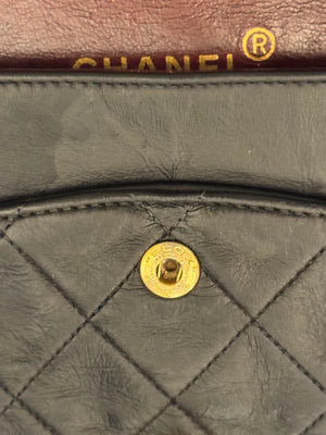 Chanel Medium Double Flap Vintage Black Quilted Lambskin Classic Shoulder Bag Gold Hardware