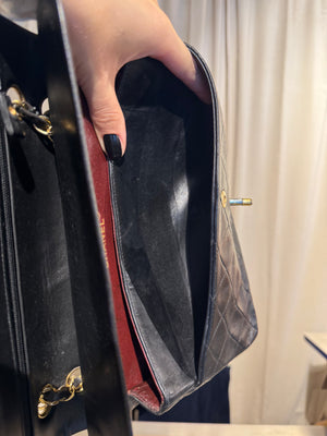 Chanel Medium Double Flap Vintage Black Quilted Lambskin Classic Shoulder Bag Gold Hardware