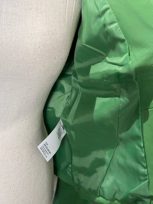 Versace bright Green Leather Jacket Lace up Corset racer jacket medusa detailing edgy chic fitted gold toggles medusa