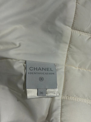 Chanel Karl Lagerfeld Era F/W 2000 White & Grey Ski Winter Jacket Silver-tone CC Logo Quilted Puffer Jacket Layered Y2K BNWT