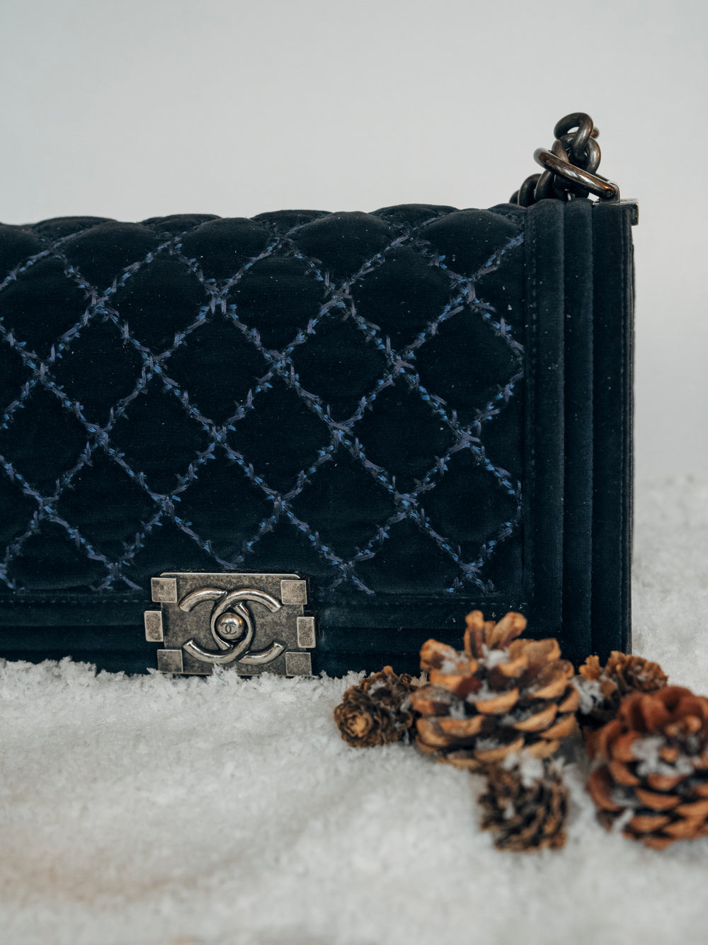 CHANEL BOY BAG - BLUE VELVET
