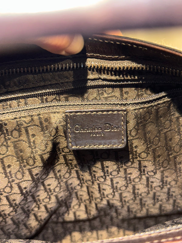 Christian Dior by John Galliano Spring Summer 2005 Runway Corset Ballet Pony Calfskin Cowhide Shoulder Bag Brown White Leather Lace Dior Charm Rare Archive