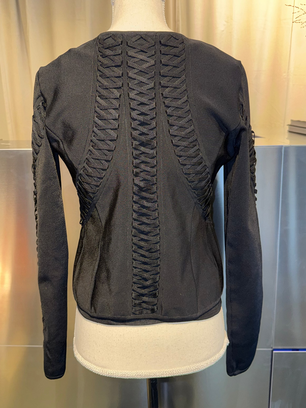 Christian Dior by John Galliano Fall Winter 2003 Hardcore Romance Black Lace Up Cardigan Top Twinset Y2K Archive