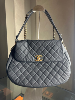 Chanel Country Chic Flap Messenger Bag Quilted Caviar Large 2012/2013 Rare Collectors piece