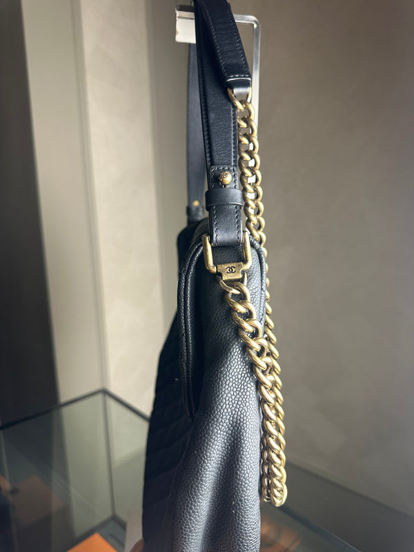 Chanel Country Chic Flap Messenger Bag Quilted Caviar Large 2012/2013 Rare Collectors piece