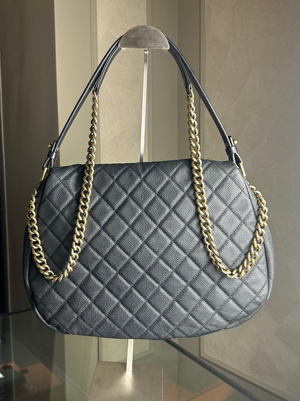 Chanel Country Chic Flap Messenger Bag Quilted Caviar Large 2012/2013 Rare Collectors piece