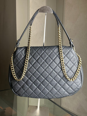 Chanel Country Chic Flap Messenger Bag Quilted Caviar Large 2012/2013 Rare Collectors piece