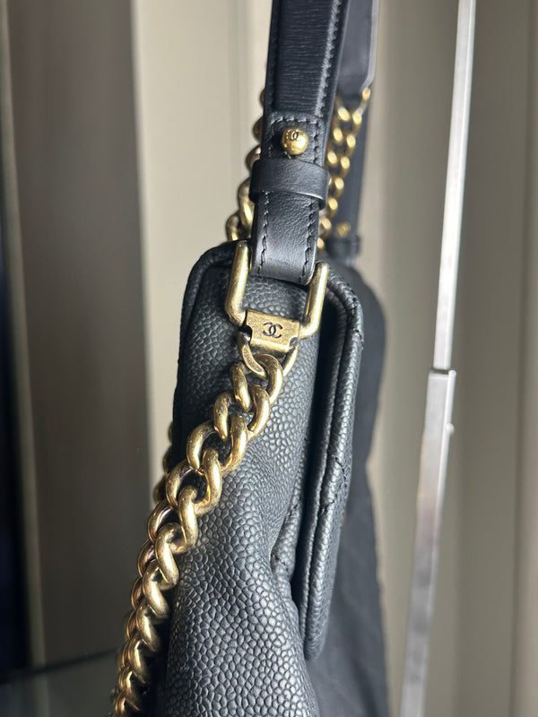 Chanel Country Chic Flap Messenger Bag Quilted Caviar Large 2012/2013 Rare Collectors piece