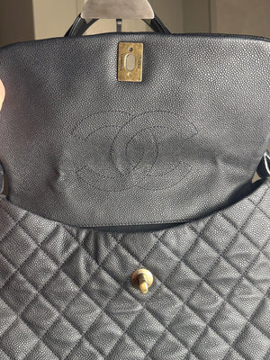 Chanel Country Chic Flap Messenger Bag Quilted Caviar Large 2012/2013 Rare Collectors piece