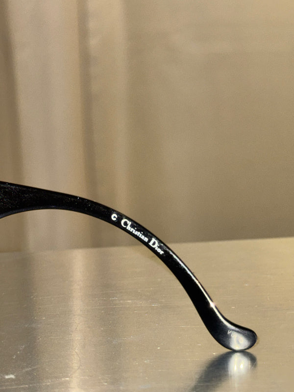 Christian Dior by John Galliano Vintage Dior Bike 4 Black Rimless Shield Sunglasses Silver Studs Y2K Archive