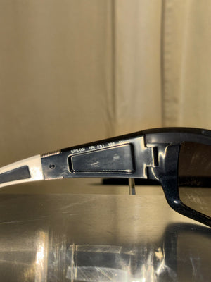 Prada Linea Rossa Vintage Black White Shield Wrap Sunglasses Y2K Archive