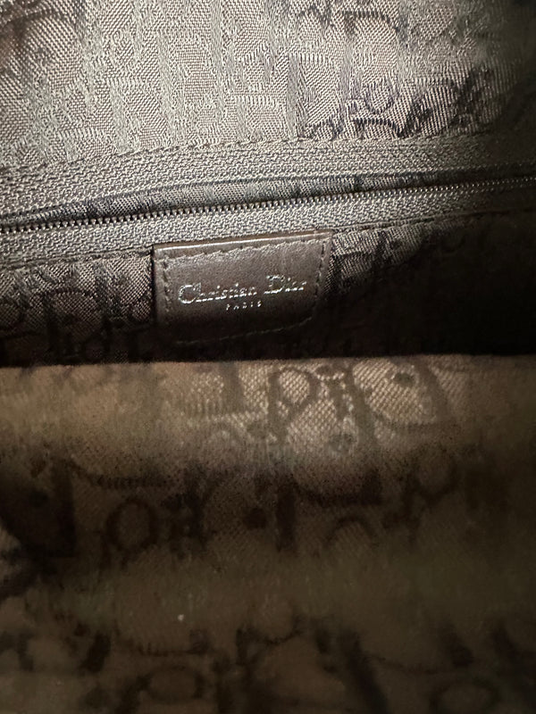 Christian Dior shearling Flight Columbus Shoulder Bag khaki green brown cream y2k 2005 John Galliano