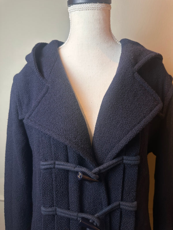 Chanel Navy Duffle Short Coat CC Button Closure Coat Wool FR 40 2013 Métiers d'Art collection Collared Jacket