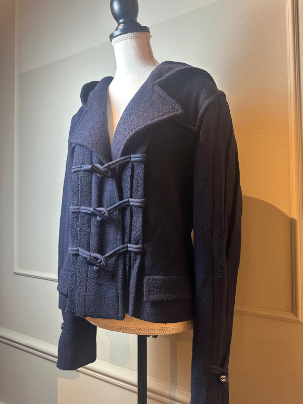 Chanel Navy Duffle Short Coat CC Button Closure Coat Wool FR 40 2013 Métiers d'Art collection Collared Jacket