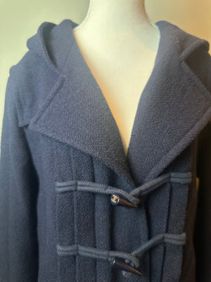 Chanel Navy Duffle Short Coat CC Button Closure Coat Wool FR 40 2013 Métiers d'Art collection Collared Jacket