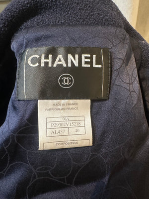 Chanel Navy Duffle Short Coat CC Button Closure Coat Wool FR 40 2013 Métiers d'Art collection Collared Jacket