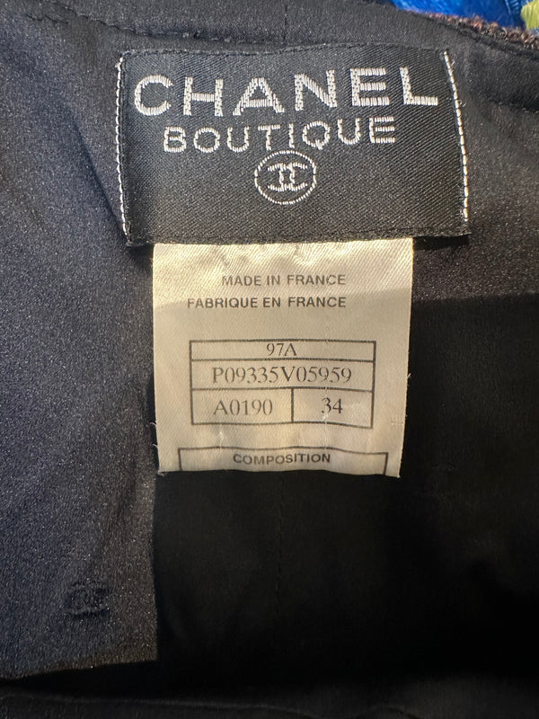 Chanel 1997 Coco Mark Knit Dress Wool Brown CC details FR 34 XS/XXS Long Sleeve Fit Flare Classic