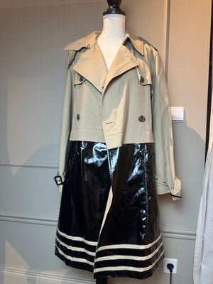 Jean Paul Gaultier x Sept Premières 2015 collaboration PVC Edgy Trench Coat in Beige and Black EU 38 Japan Exclusive