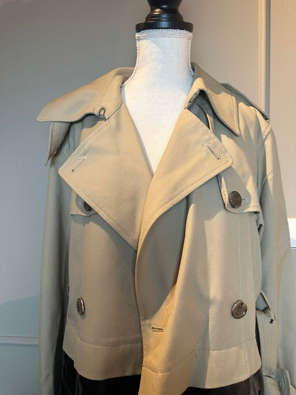 Jean Paul Gaultier x Sept Premières 2015 collaboration PVC Edgy Trench Coat in Beige and Black EU 38 Japan Exclusive