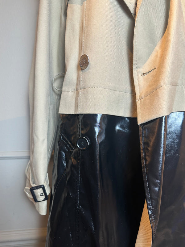 Jean Paul Gaultier x Sept Premières 2015 collaboration PVC Edgy Trench Coat in Beige and Black EU 38 Japan Exclusive
