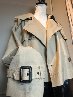 Jean Paul Gaultier x Sept Premières 2015 collaboration PVC Edgy Trench Coat in Beige and Black EU 38 Japan Exclusive