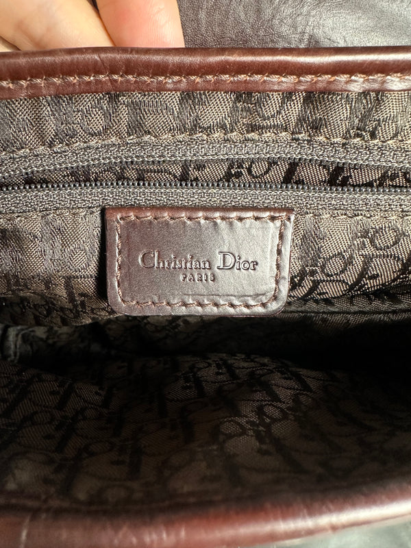 Rare Vintage Christian Dior "Hardcore" piercing limited edition Saddlebag S/S 2004 John Galliano Dark Brown Burgundy